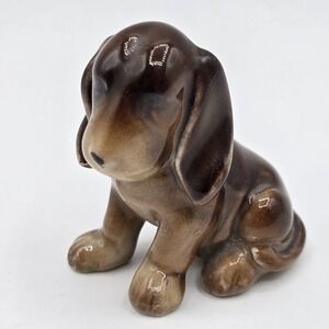 Germany Vtg BASSET HOUND Miniature Figurine Figure Puppy Dog Retro Trinket